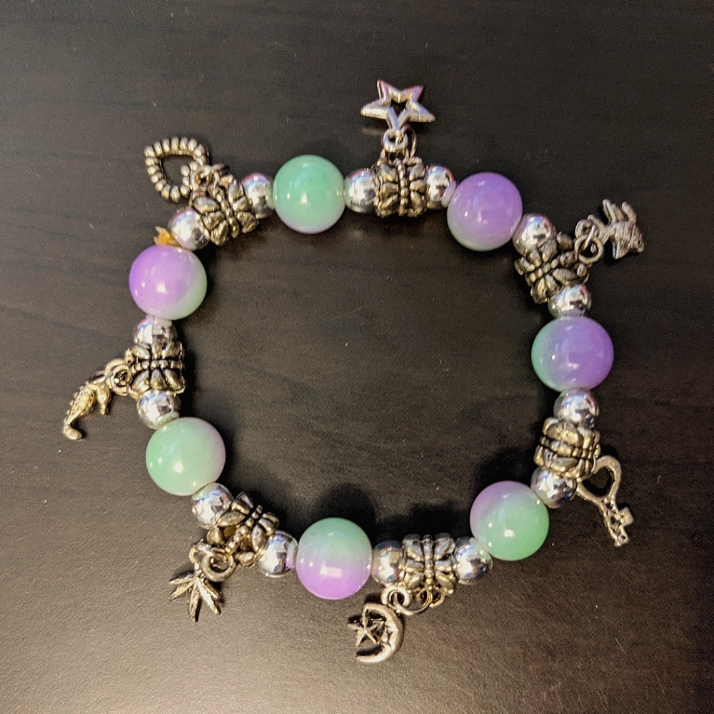 Free w/ purchase: Lavender and Mint Colored Charm Bracelet